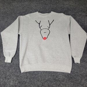 Christmas Rudolph Crewneck Women's Medium Cute Hanes Eco-smart